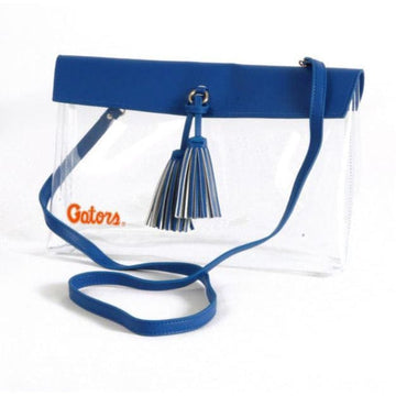 Tundra Handbags and Clutches Blue FL Gator Vegan Leather Stadium Clear Crossbody Bag